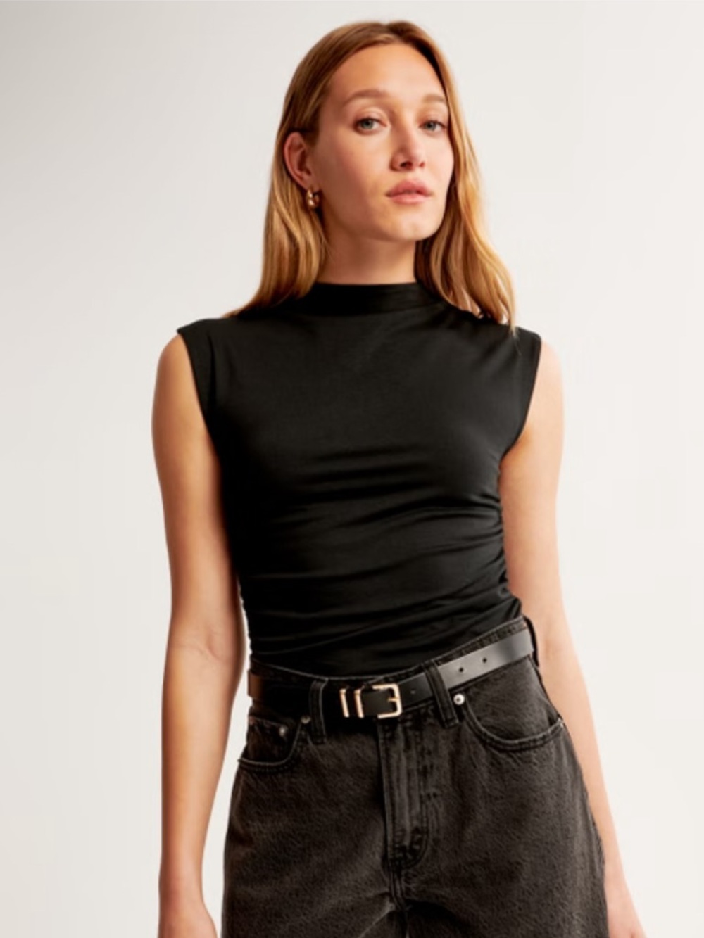 Abercrombie Black Cap-Sleeve Top